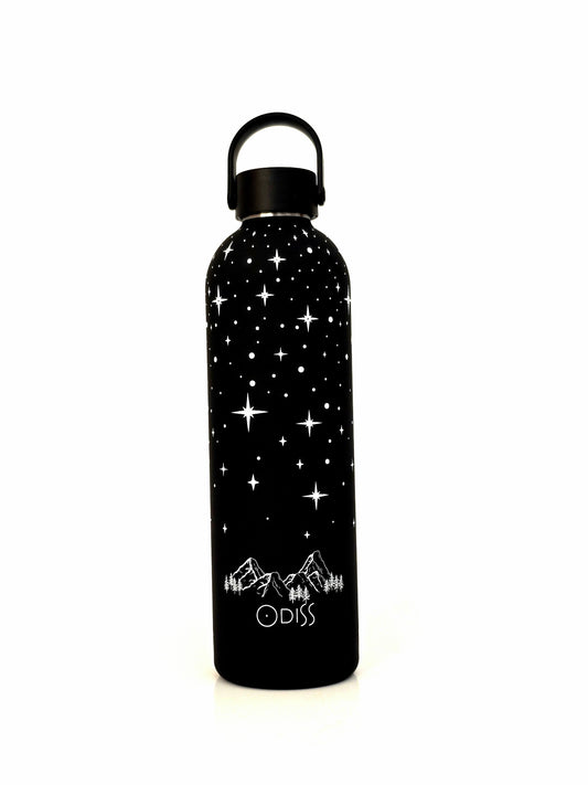 The Odiss 750ml 'Night Sky' Insulated Bottle - Adventure Awaits.